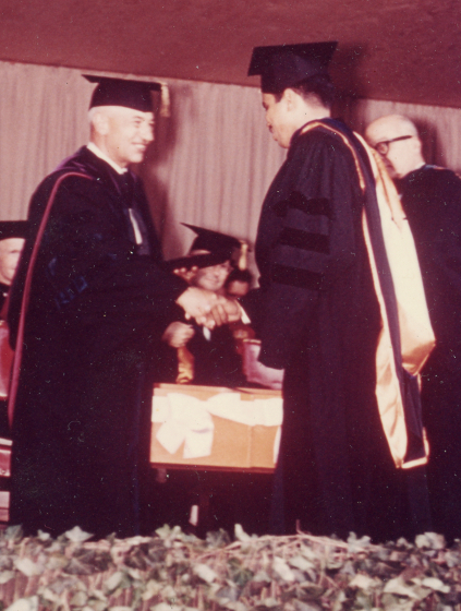RN receiving his Ph.D. degree at Caltech courtesy Roddam Narasimha