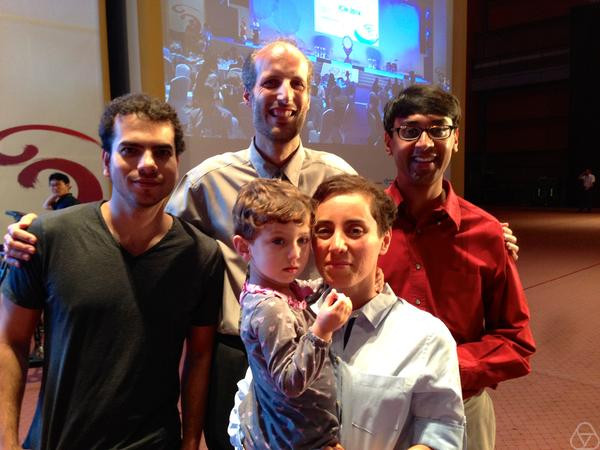 The 2014 Fields Medalists Artur Avila, Martin Hairer, Maryam Mirzakhani (with her daughter), and Manjul Bhargava at the ICM 2014, Seoul Gert-Martin Greuel/Archives of the Mathematisches Forschungsinstitut Oberwolfach 