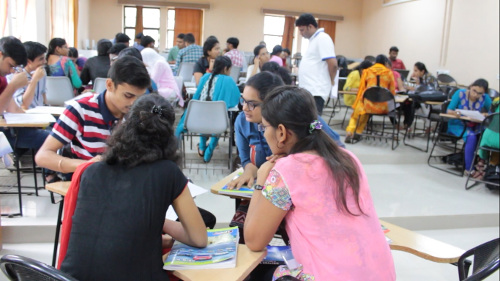 A classroom group discussion in progress