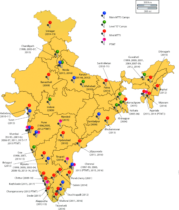 Locations of MTTS camps so far Credit: Ajit Kumar/MTTS