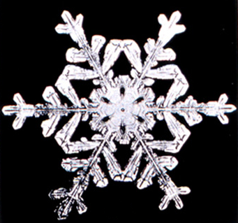 Six-fold rotational symmetry of a snowflake