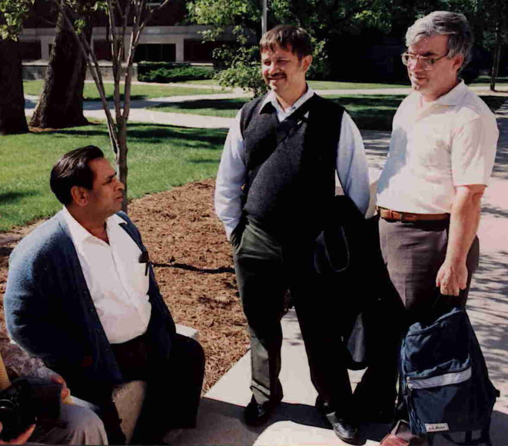 Abhyankar, Sathaye and Shannon on Purdue campus in 2000