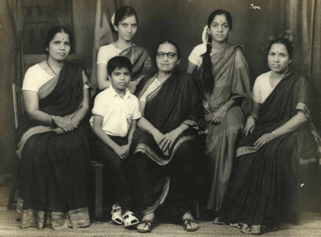 The female power in the family: L to R from top, wife Shashi, cousin Hema; (seated) Mother's younger sister, Hema's brother who maintains the house in Pune, grandmother, and mother