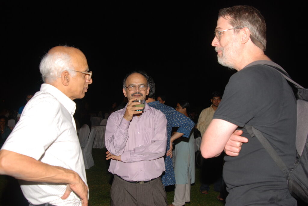 Raghunathan, S.G. Dani and Dave Moris Wittie at Dani's 60th birthday conference