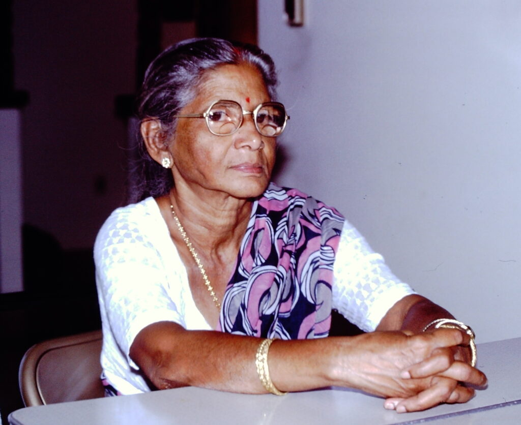 Wife Sandhya in her seventies in their house in Fort Collins, Colorado