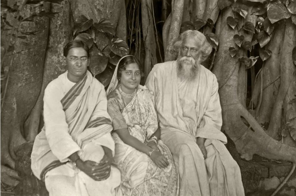 Prasanta Chandra and Nirmal Kumari Mahalanobis with Rabindranath Tagore, 1925