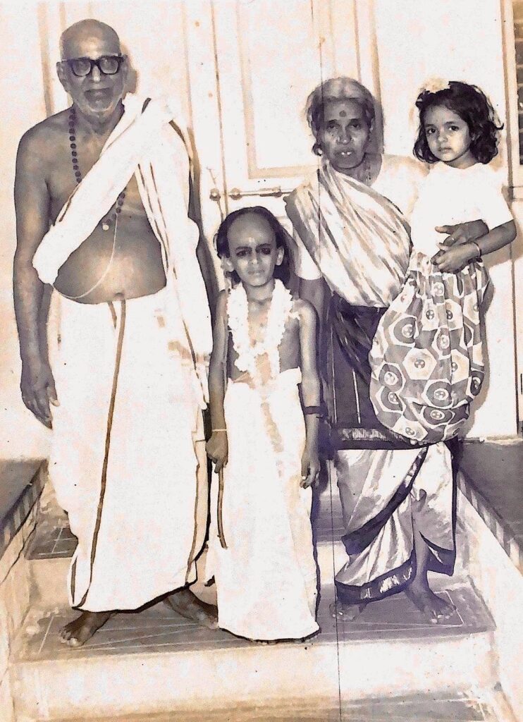 Ramasubramanian with his sister and grandparents