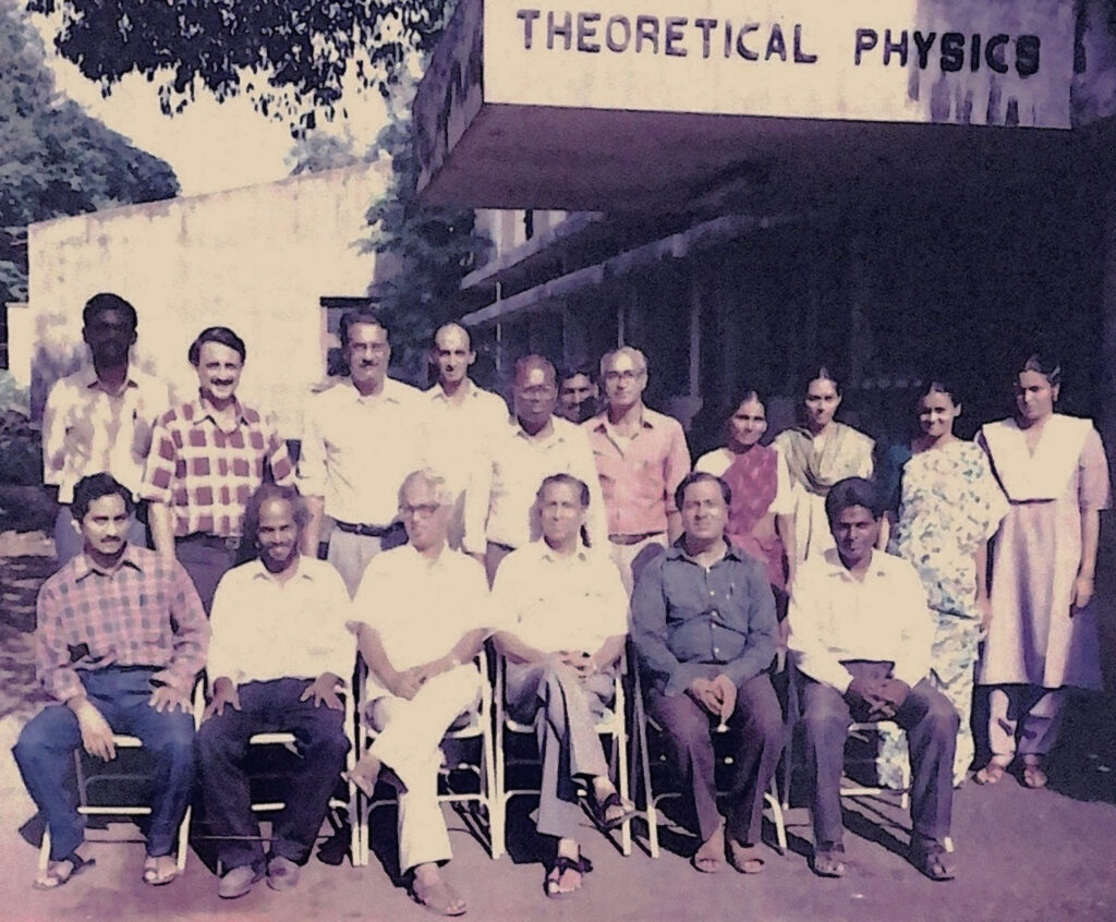 Sriram and Ramasubramanian (standing third and fourth from the left) and Srinivas (seated fifth from the left), with colleagues from the Physics Department, Madras University