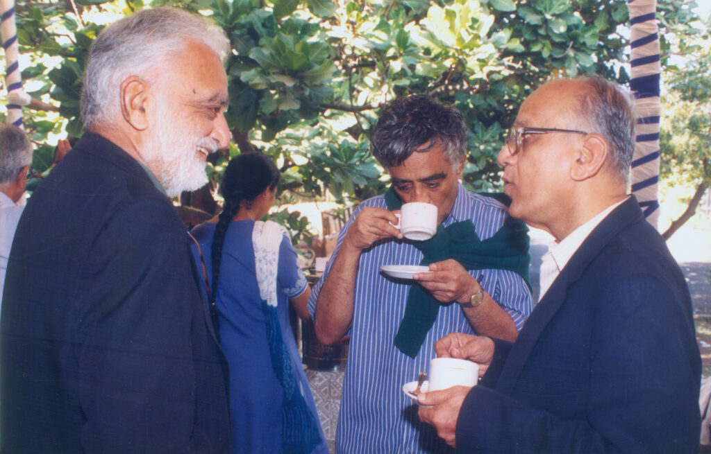 With Seshadri and Sridharan (sipping his coffee)