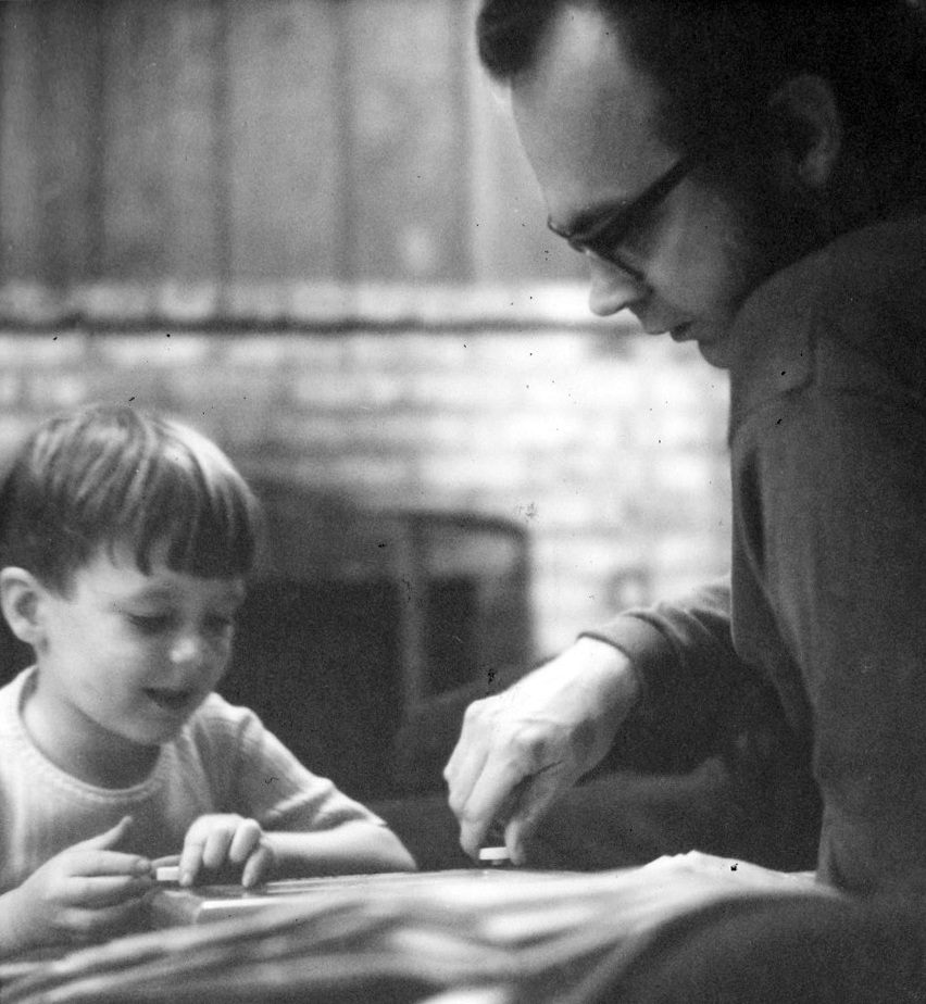 Don playing with son John, at Christmas; 1969