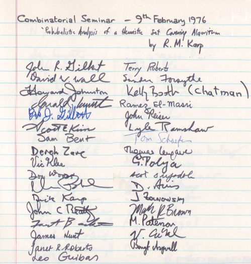Guests of the seminars “signed in” to a special record book, which preserved all relevant details; February 1976