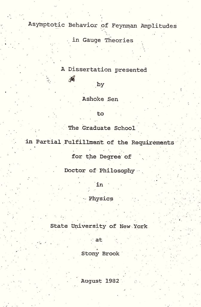 Title page of his PhD thesis