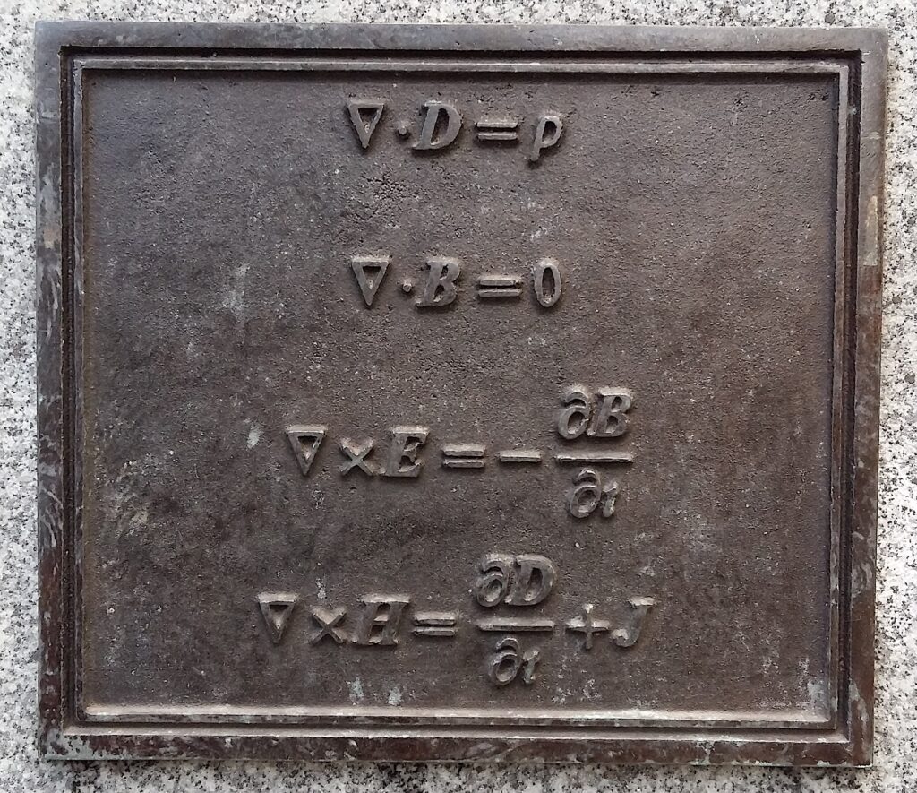 Maxwell's electromagnetic equations etched in iron below his statue in Edinburgh!