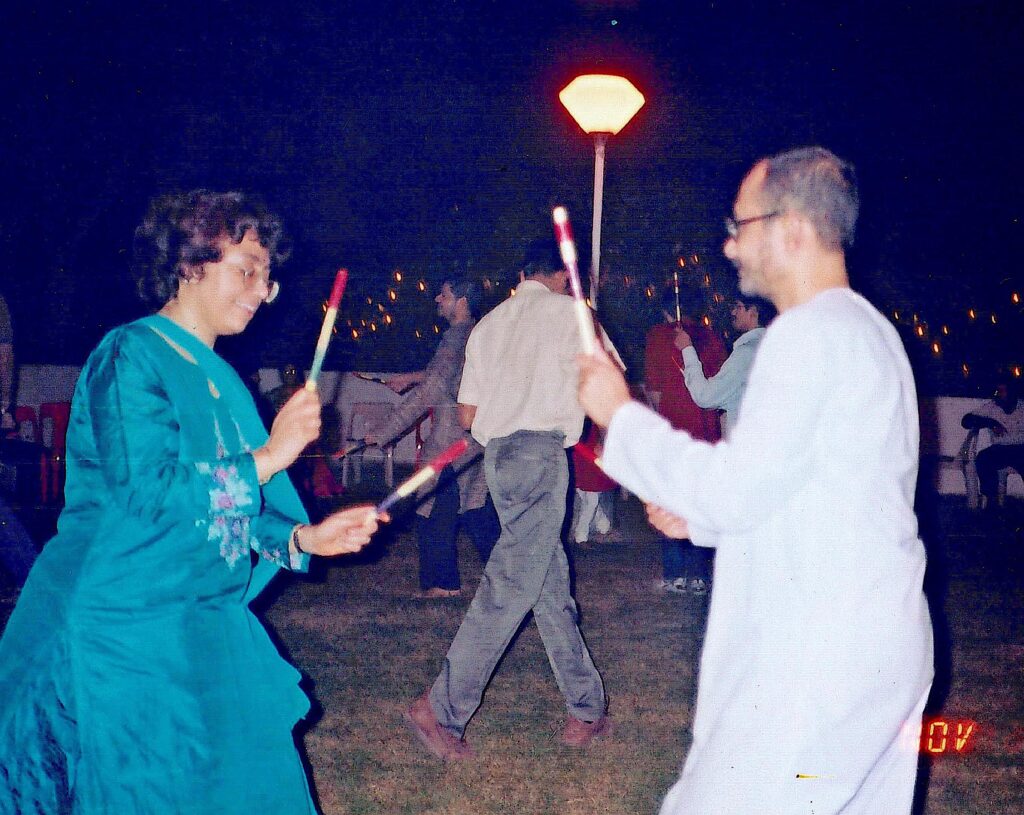 Playing dandiya in Allahabad during Diwali 2005.