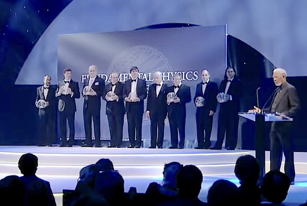 The nine awardees at the inaugural edition of the Breakthrough Prize. Ashoke Sen is the left most person.