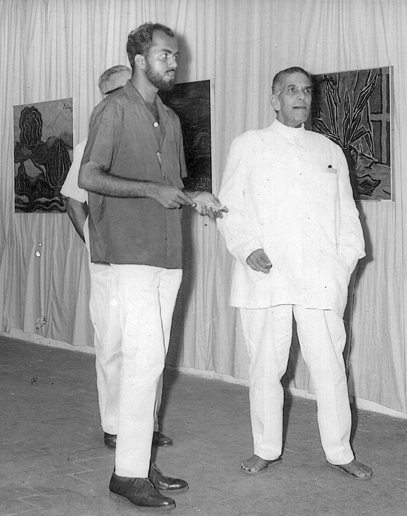  With Governor Bhagawan Sahay at his first solo exhibition in Trivandrum in 1967.