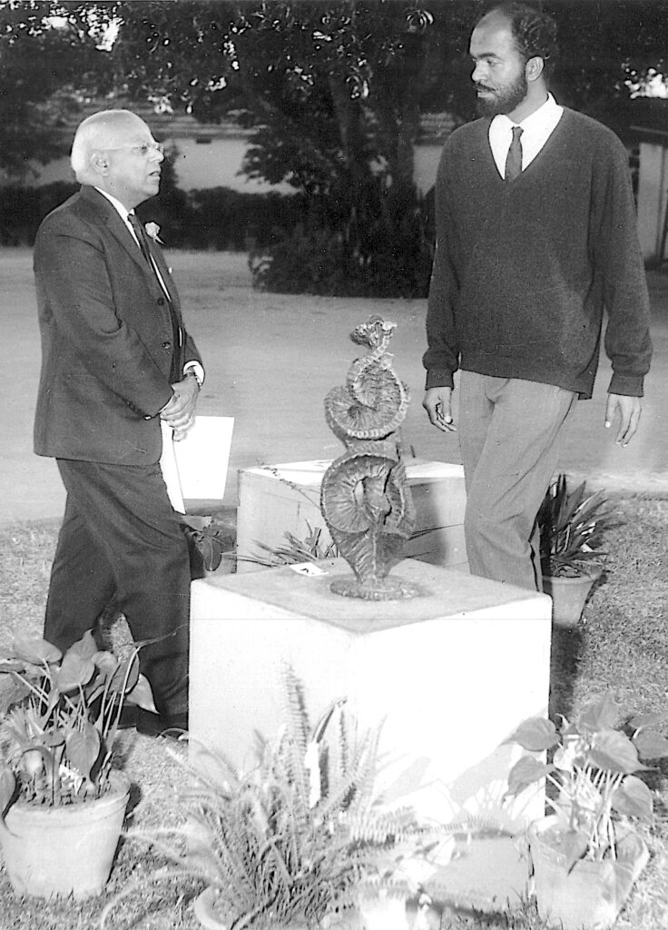 With Governor Dharma Vira at his exhibition in 1970.