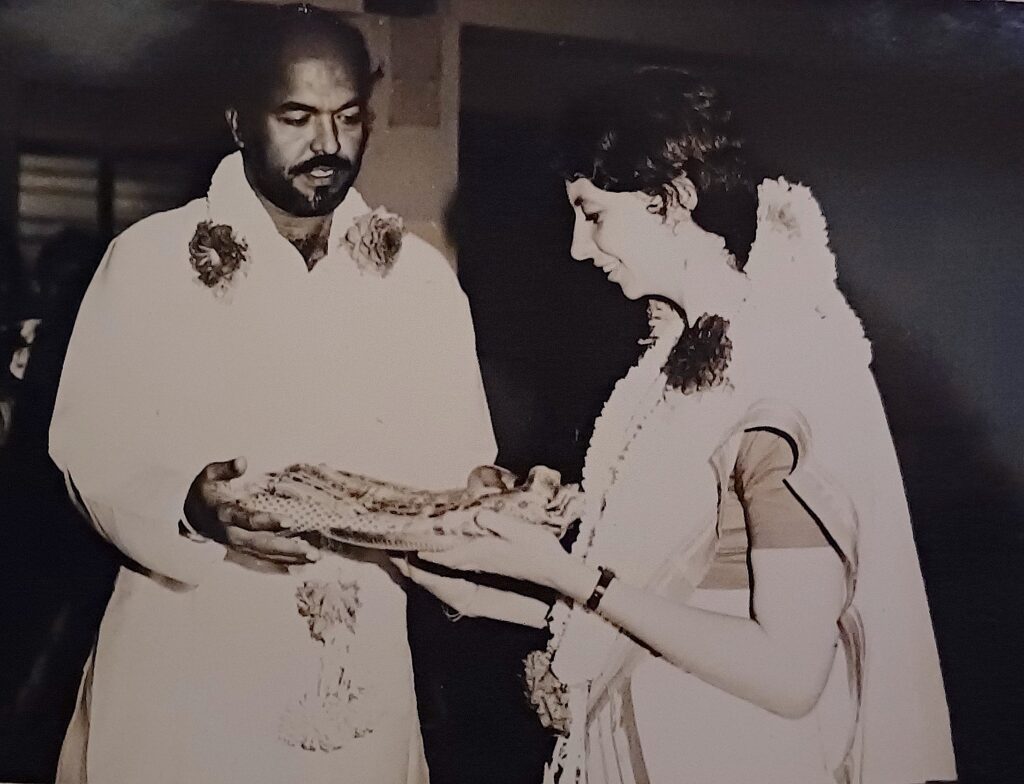 Balan Nambiar and Evelina De Poli at their wedding in 1980.