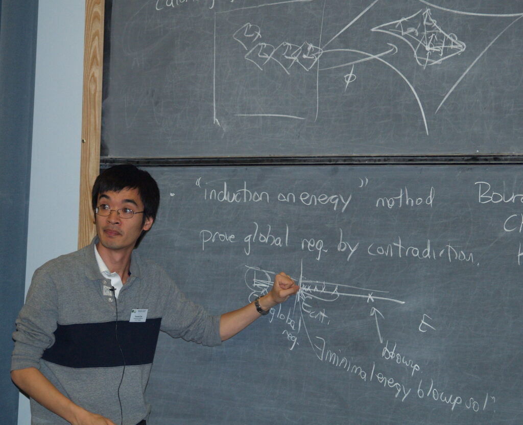 Terrence Tao giving a talk at the Geometric Analysis, Elasticity and PDE conference in June 2008.