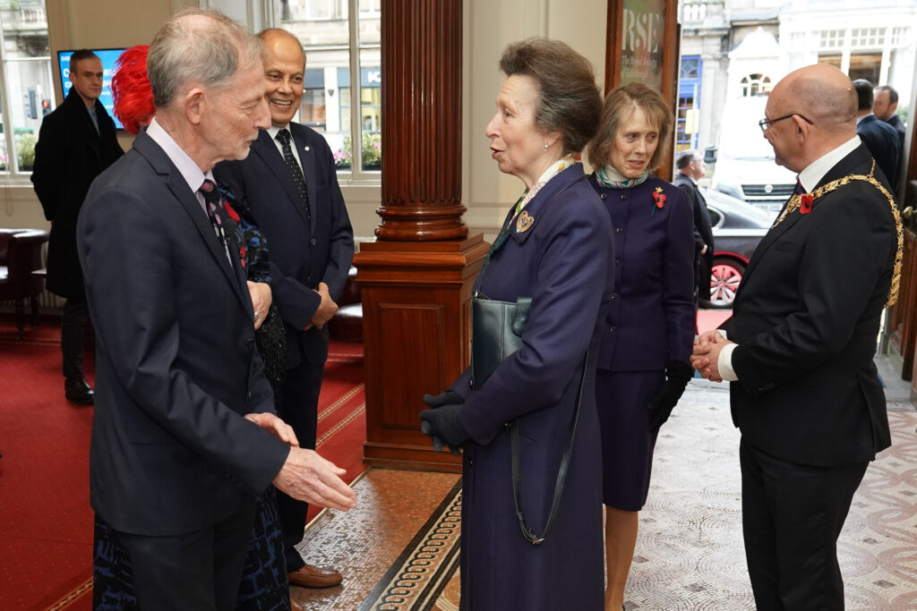 Visit of the Princess Royal on 8 November 2023. HRH The Princess Royal at the RSE All images © Stewart Attwood Photography 2023.  All other rights are reserved. Use in any other context is expressly prohibited without prior permission. No Syndication Permitted except for PA (Press Association)