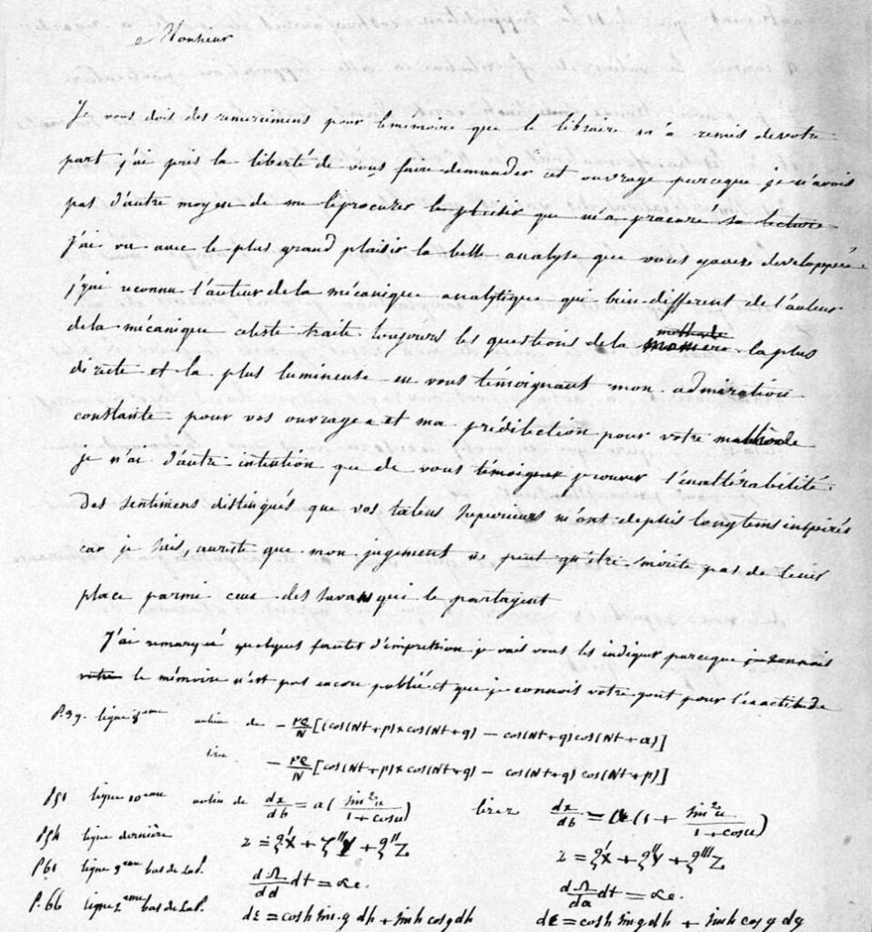An excerpt from Sophie Germain's letter to Lagrange.