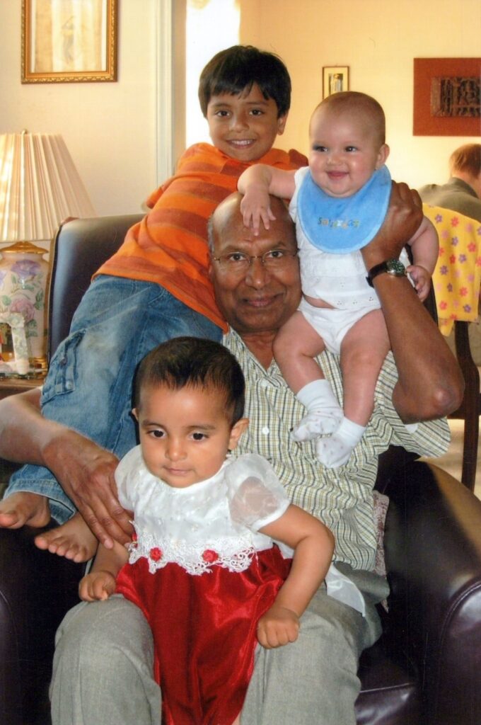 A happy moment with grandchildren, Ann Arbor 2007.