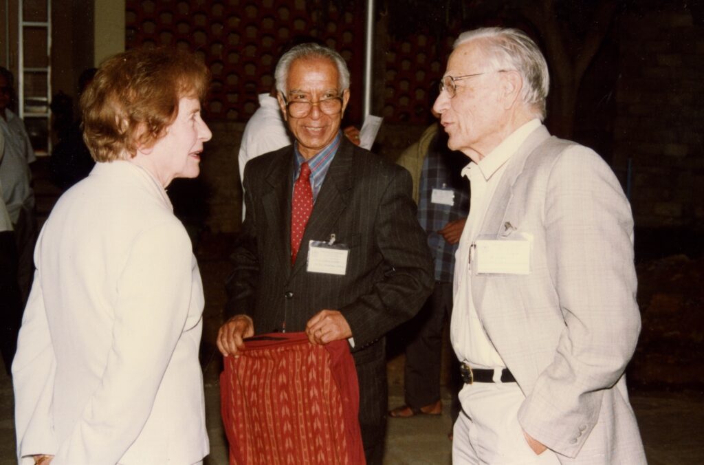 The Borels at a conference in Hyderabad, with M.S. Narasimhan