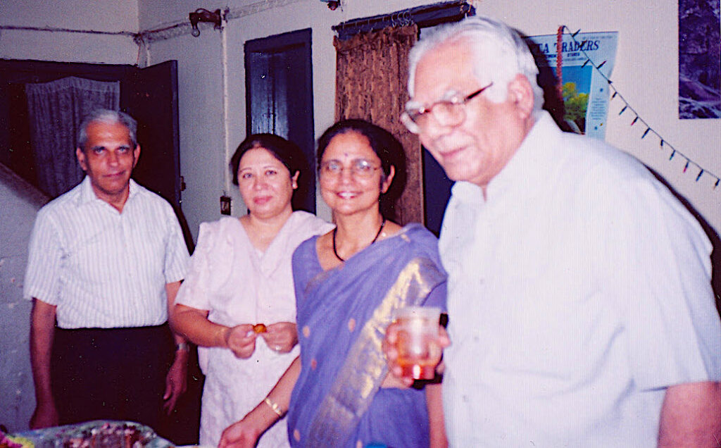  Celebrating her birthday at her home. (L to R: V.C. Dumir, Mrs. Malik, R.J. Hans-Gill and R.P. Bambah)