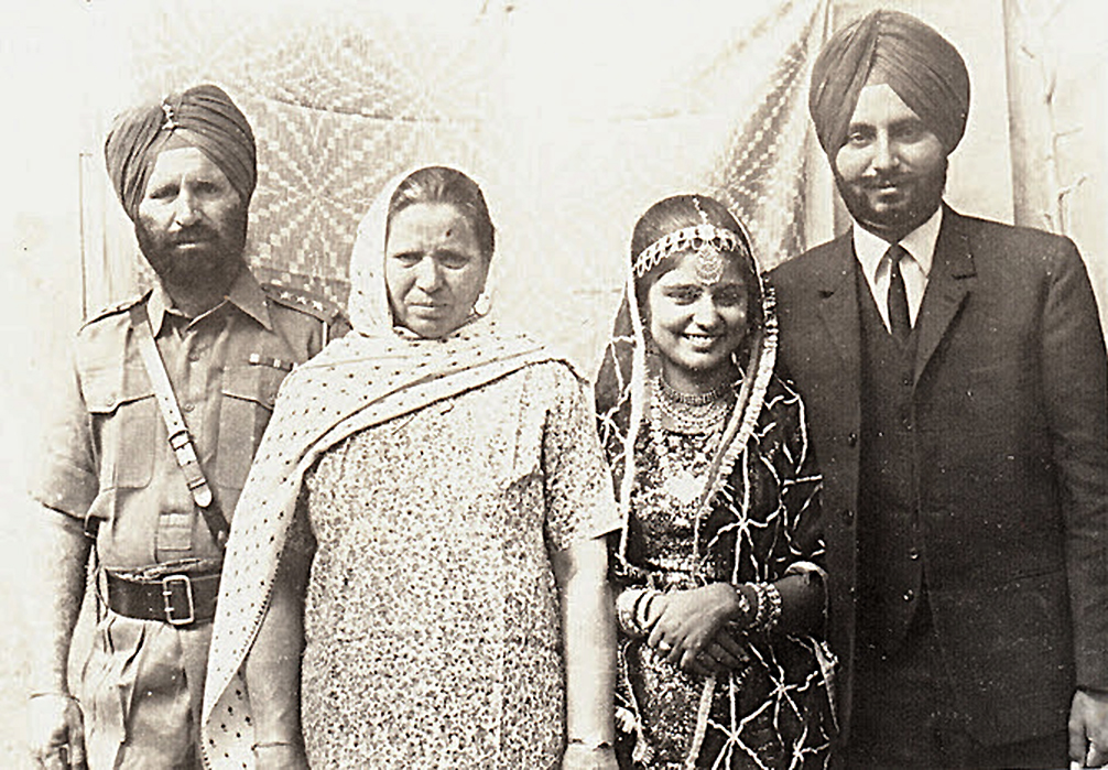 With her parents-in-law. (L to R: Malkiat Singh Gill, Bhagwan Kaur, Rajinder Jeet Hans-Gill and Jagjit Singh Gill)  R.J. Hans-Gill 