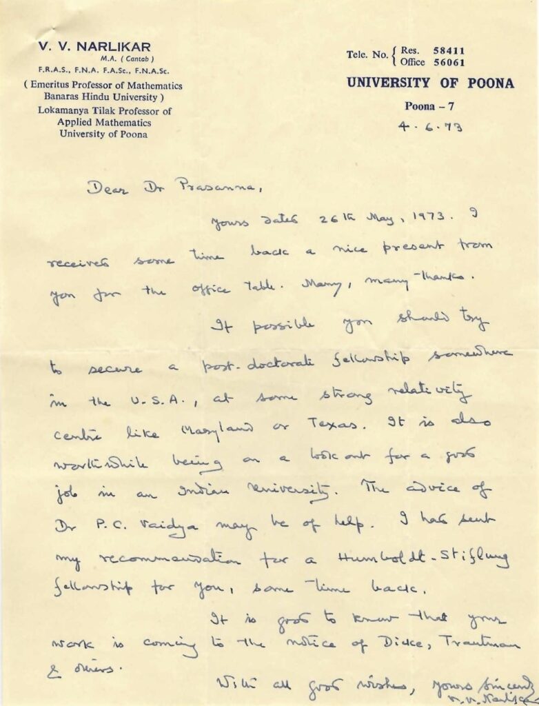 A sample of VVN's handwriting, from his letters.