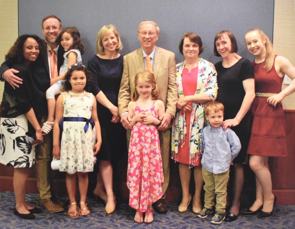  A fuller family portrait. (L to R) daughter-in-law Eunita, son Brooks, granddaughters Kylie and Danalyn, daughter Kristin, Berndt, granddaughter Elise, Helen, grandson Benji, daughter Sonja, Anne (Kristin's daughter).