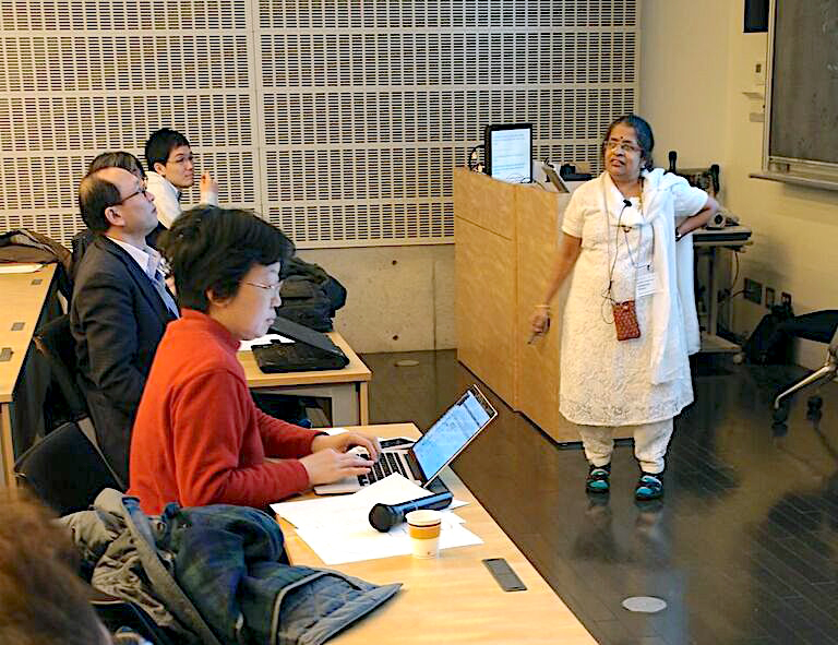 Rohini Godbole and Manuel Drees speaking at the Kaoru Hagiwara fest at the Kavli Institute for the Physics and Mathematics of the Universe in Kashiwa, Japan.