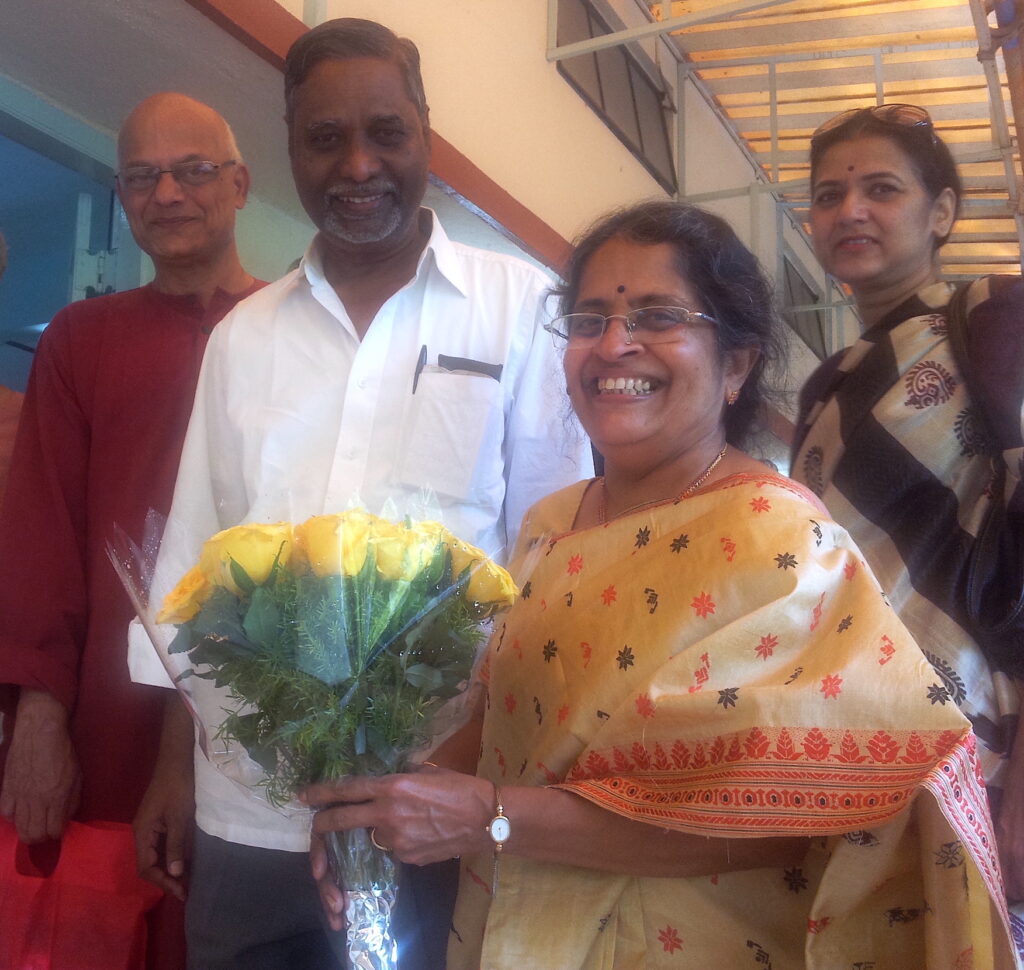 Being felicitated on her 60th birthday.