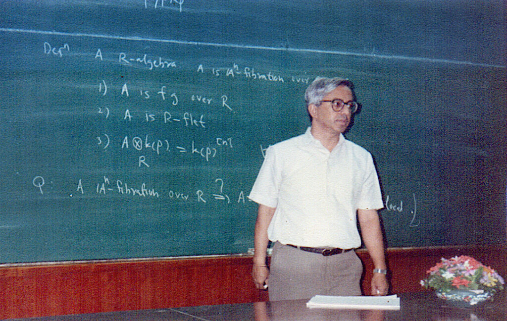 S.M. Bhatwadekar lecturing in a conference in TIFR in 1995.