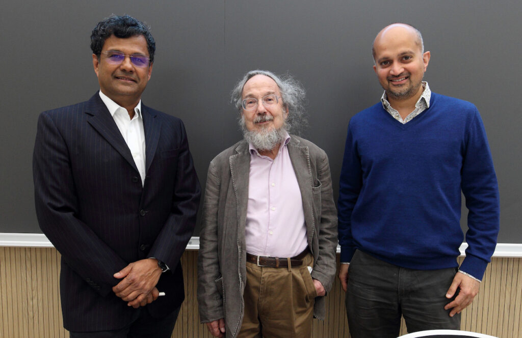 Atish, Don Zagier and Sameer Murthy at ICTP. Roberto Barnaba, ICTP Photo Archives